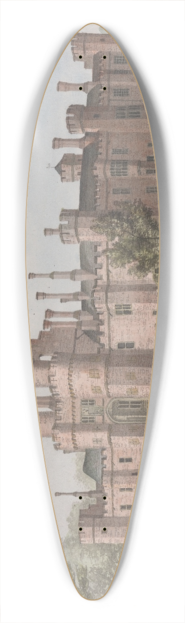 James Lambert of Lewes - Herstmonceux Castle, East Sussex: South East View 39.3 inch art pintail longboard deck