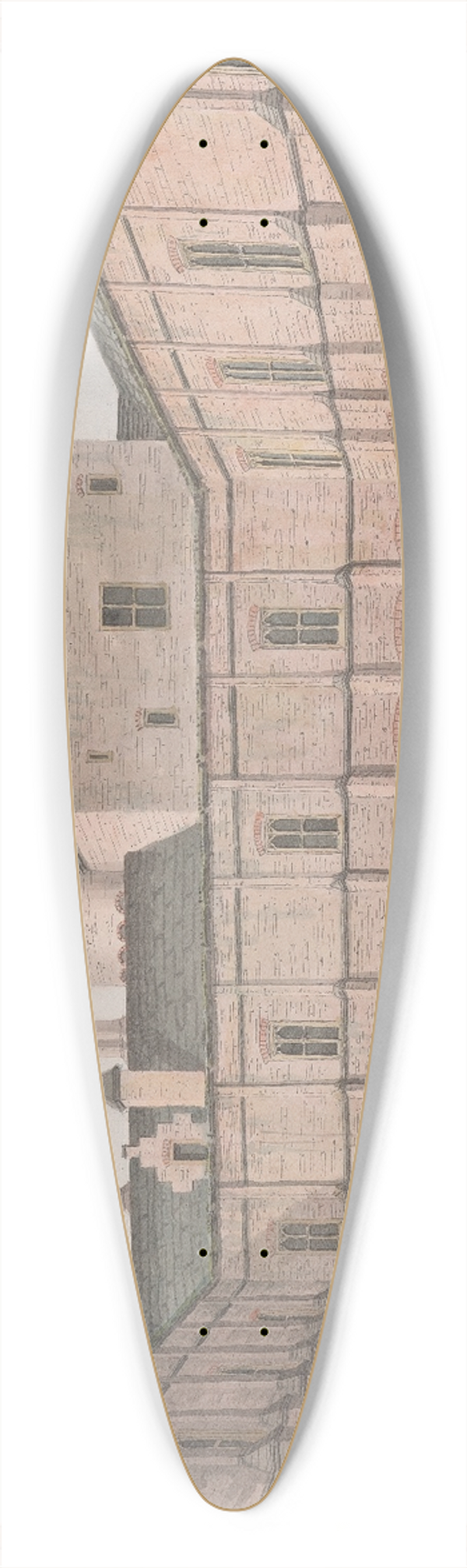 James Lambert of Lewes - Herstmonceux Castle, East Sussex: South View of the Green Court 39.3 inch art pintail longboard deck