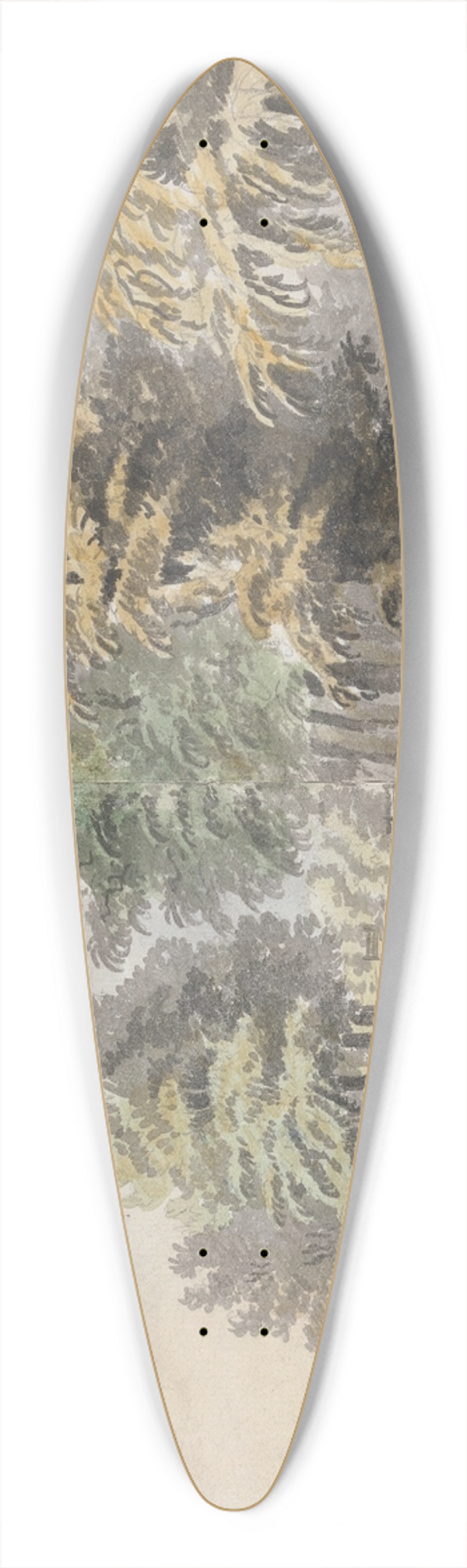 James Miller - Miller Lane & Trees by River 39.3 inch art pintail longboard deck