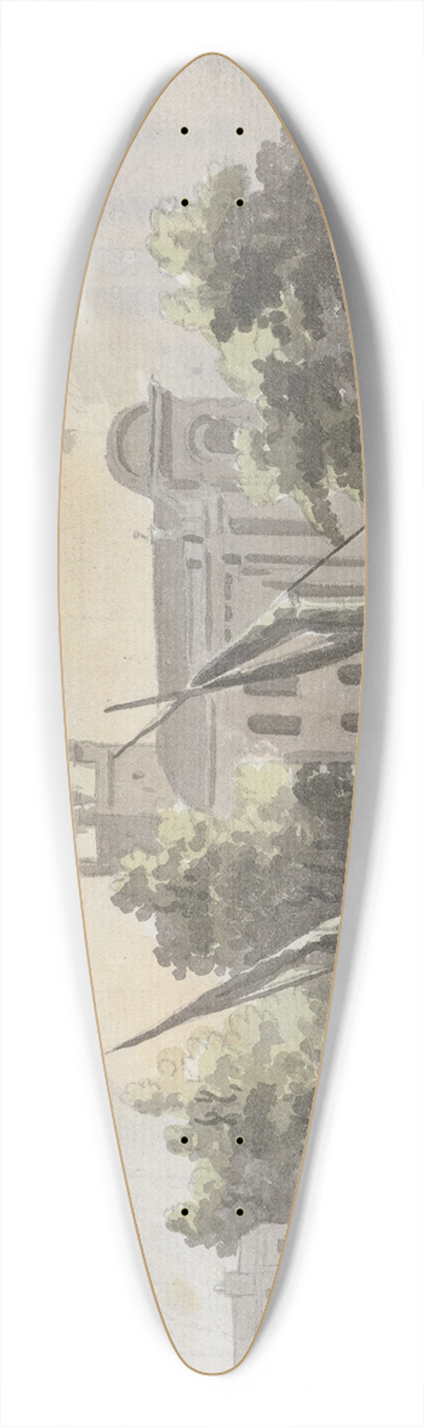 James Miller - View of Isleworth Church 39.3 inch art pintail longboard deck