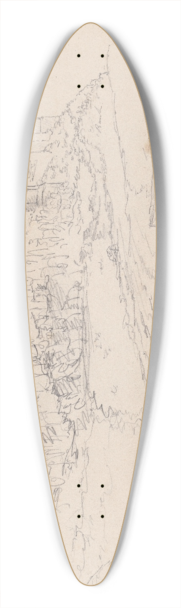 James Moore - Bamburgh Castle, Northumberland 39.3 inch art pintail longboard deck