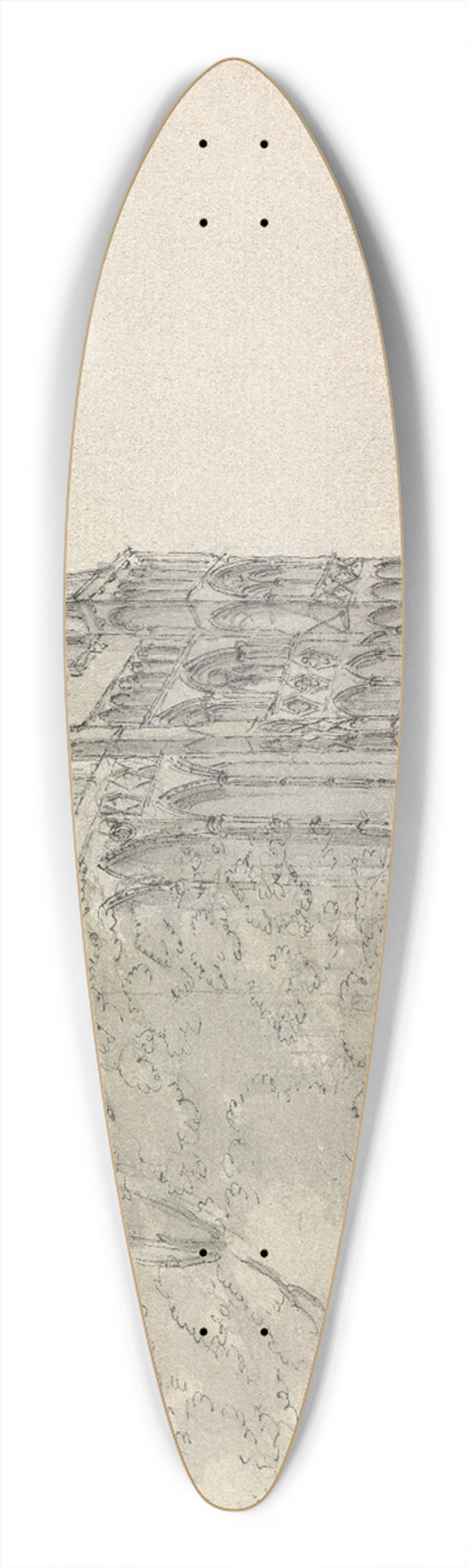 James Moore - Salisbury Cathedral 39.3 inch art pintail longboard deck