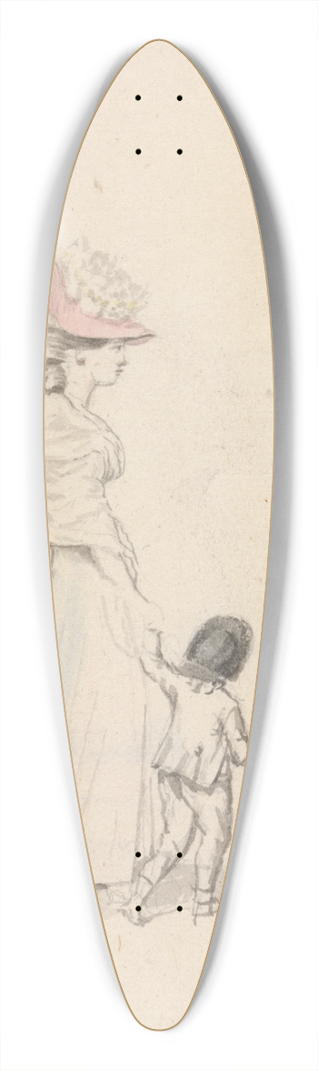 James Roberts - Woman and Child 39.3 inch art pintail longboard deck