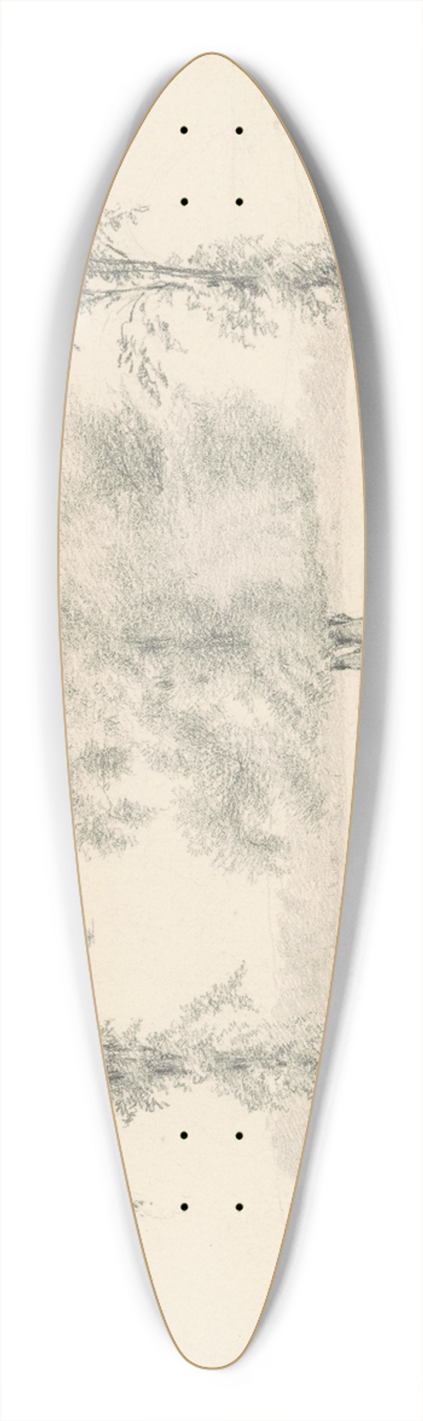 James Wells Champney - Landscape with Three Trees 39.3 inch art pintail longboard deck