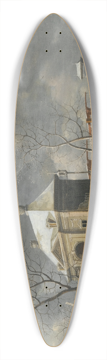 Jan Abrahamsz Beerstraaten - Amsterdam, A View Of The Heiligewegspoort From The North-West, With Skaters On A Frozen Canal 39.3 inch art pintail longboard deck