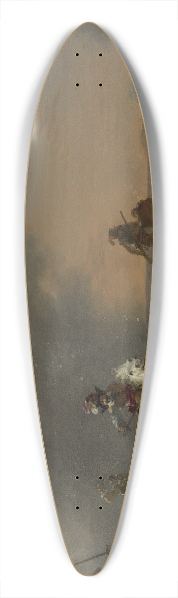 Jan Asselijn - Cavalry Attack at Sunset 39.3 inch art pintail longboard deck