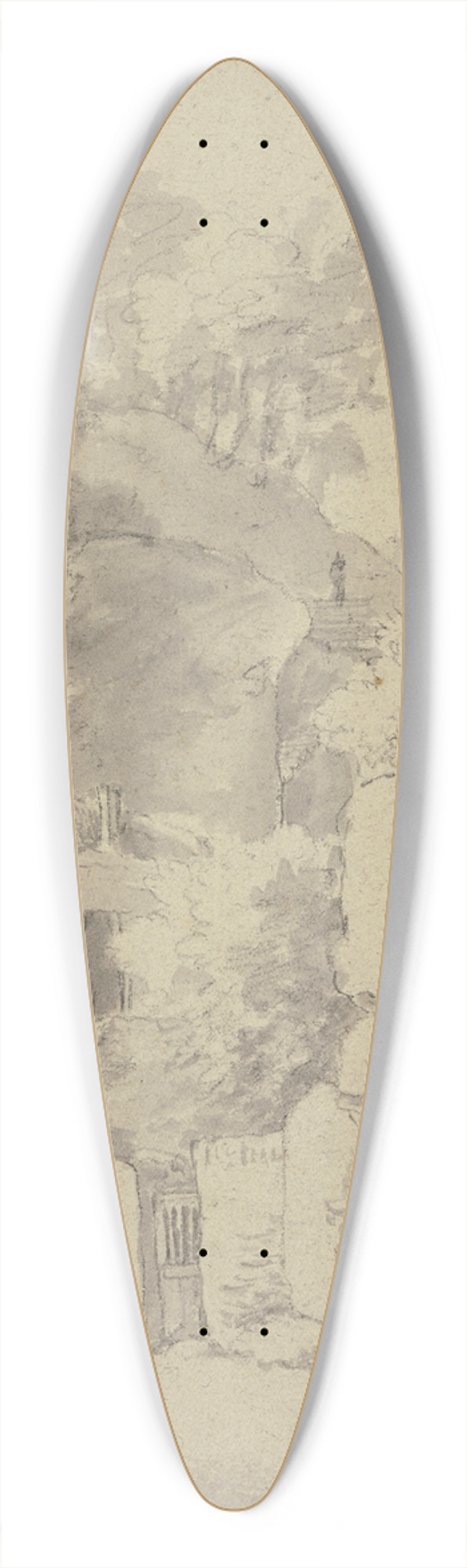 Jan Asselijn - Houses in front of a cliff 39.3 inch art pintail longboard deck