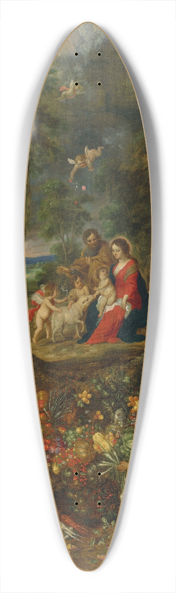 Jan Brueghel the Younger - The Holy Family surrounded by a garland of fruit supported by putti 39.3 inch art pintail longboard deck