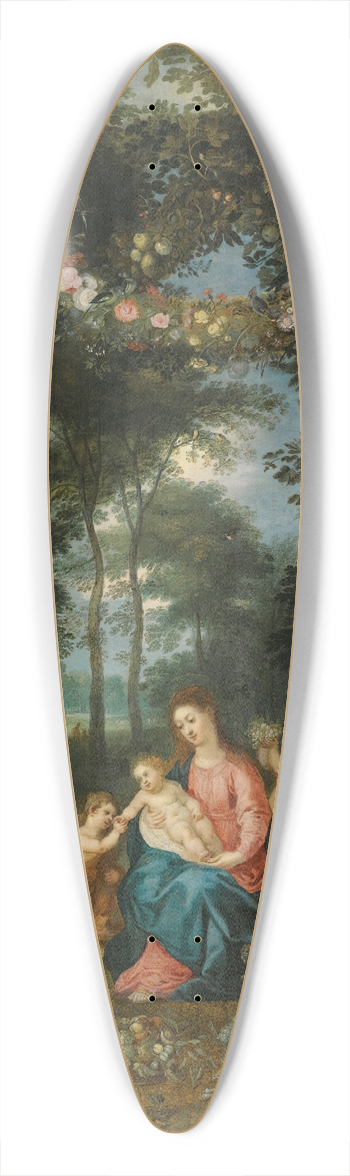Jan Brueghel the Younger - The Virgin And Child With The Infant St. John The Baptist, Surrounded By Garlands And Swags Of Fruit And Flowers 39.3 inch art pintail longboard deck