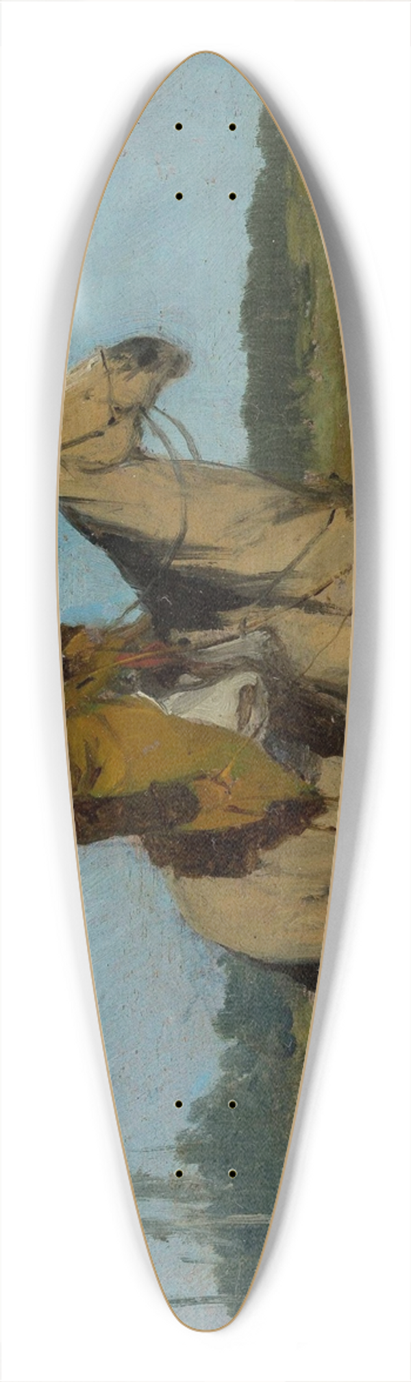 Jan Chemiski - Rider on horseback with greyhounds 39.3 inch art pintail longboard deck