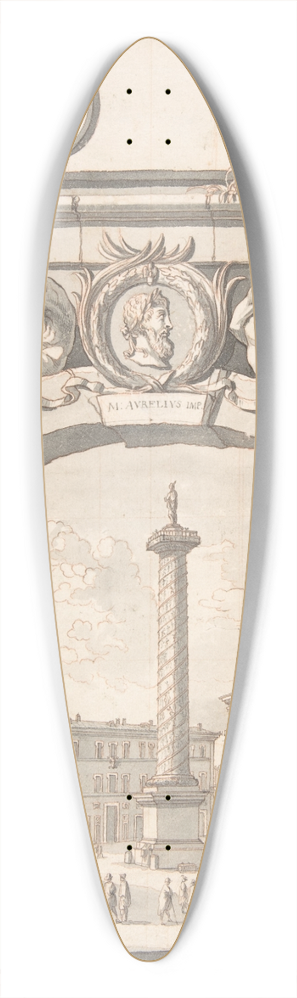 Jan Goeree - View of the Column of Marcus Aurelius 39.3 inch art pintail longboard deck