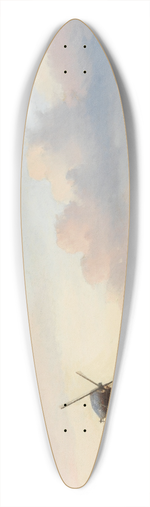 Jan Jacob Coenraad Spohler - Winter landscape with skaters beside a windmill 39.3 inch art pintail longboard deck