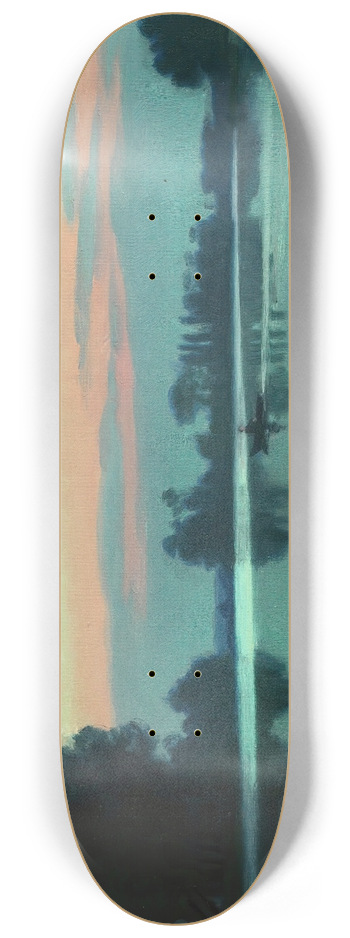 Charles Guilloux - Fisherman On A River At Dawn 8.25 inch art skate deck