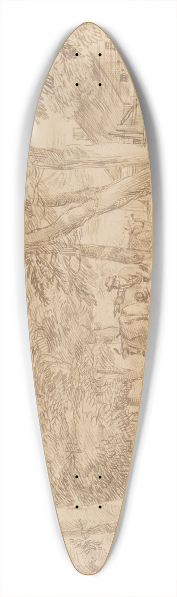 Jan Lievens - Landscape with Milkmaid 39.3 inch art pintail longboard deck
