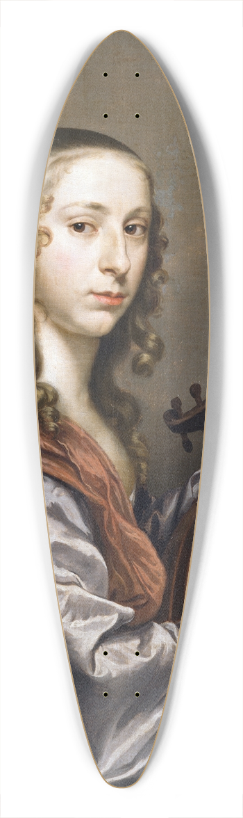 Jan Mytens - Portrait of a Lady Playing a Lute 39.3 inch art pintail longboard deck