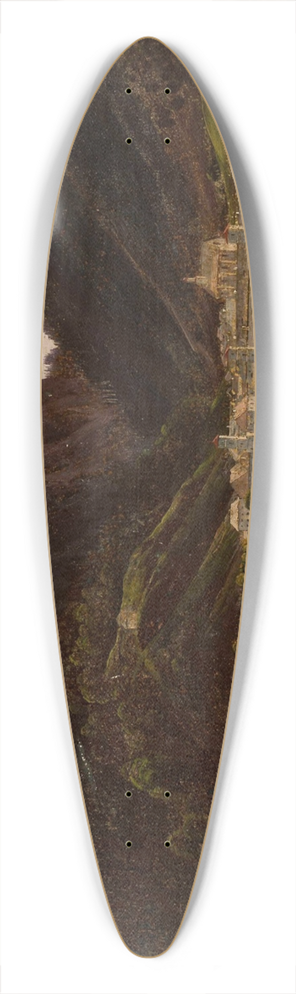 Jan Nepomucen Glowacki - View of the city in the valley 39.3 inch art pintail longboard deck