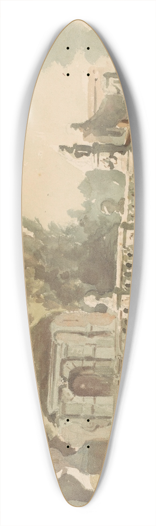 Jan Striening - Poort van het slot van Heemstede 39.3 inch art pintail longboard deck