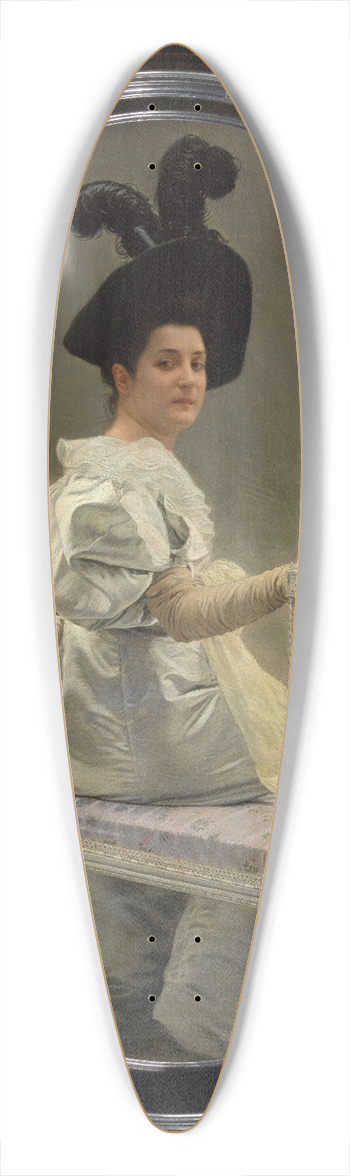 Jan van Beers - Woman in White 39.3 inch art pintail longboard deck