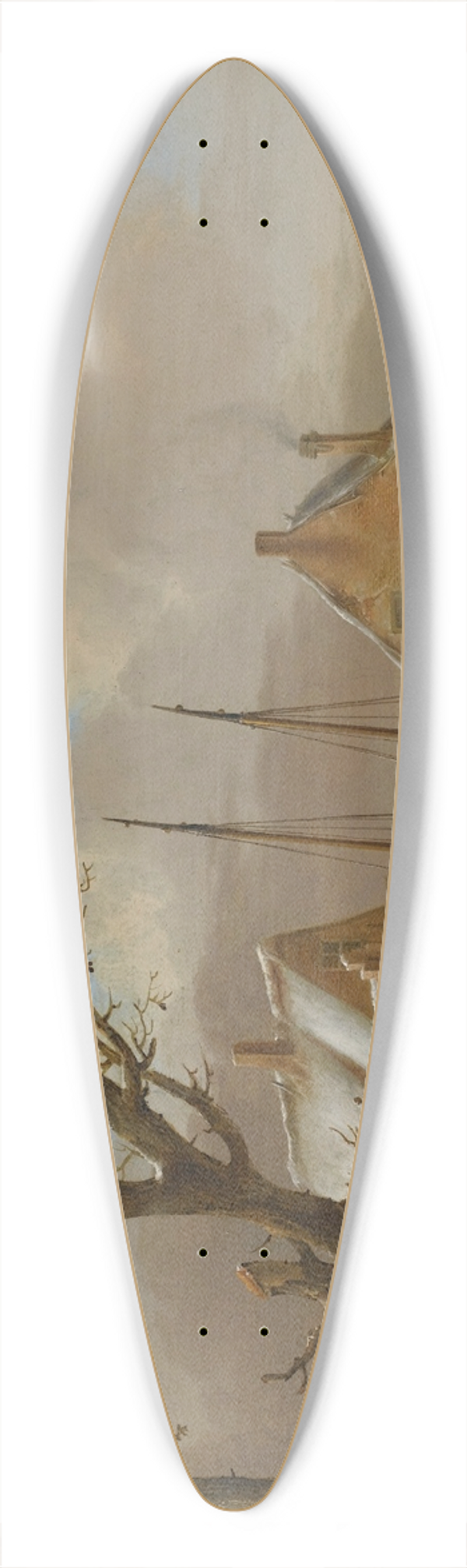 Jan Van Os - A Winter Landscape 39.3 inch art pintail longboard deck