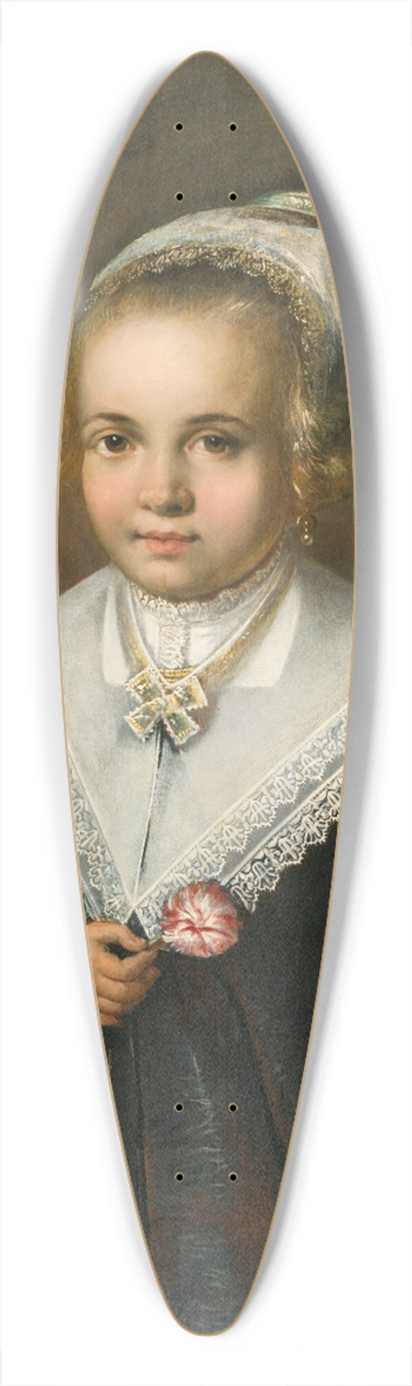 Jan van Teylingen - Portrait Of A Young Girl Holding A Flower 39.3 inch art pintail longboard deck