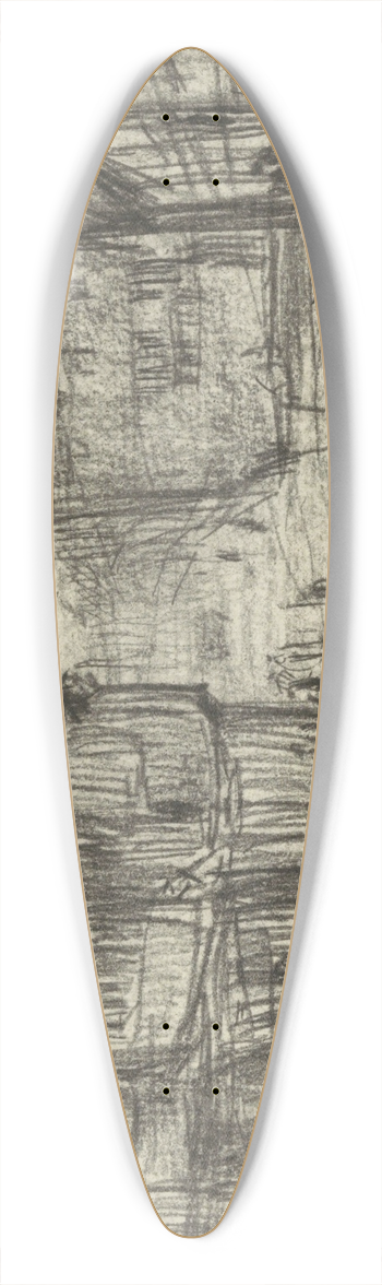 Jan Veth - Gezicht in een dorp 39.3 inch art pintail longboard deck