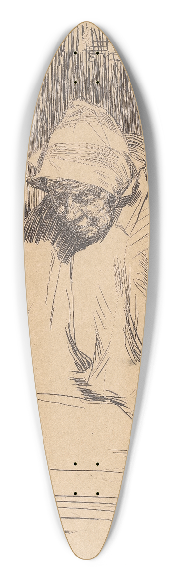 Jan Veth - Oude vrouw aan tafel (Malle Teun) 39.3 inch art pintail longboard deck