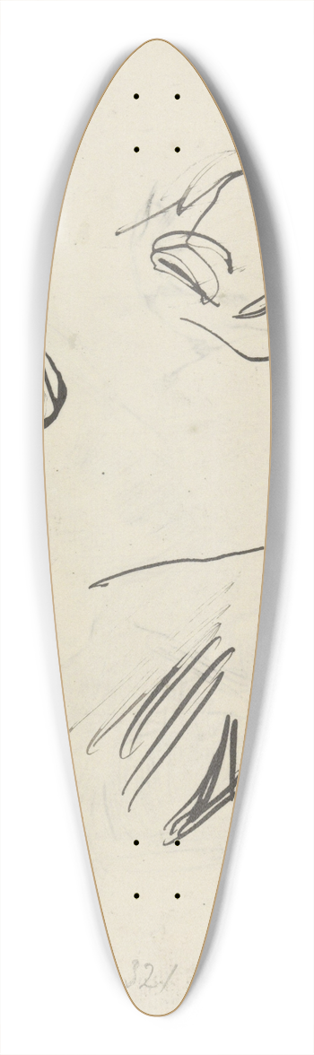 Jan Veth - Schetsen van een kat 39.3 inch art pintail longboard deck