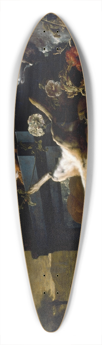 Jan Weenix - Still Life of Game including a Hare, Black Grouse and Partridge, a Spaniel looking on with a Pigeon in Flight 39.3 inch art pintail longboard deck