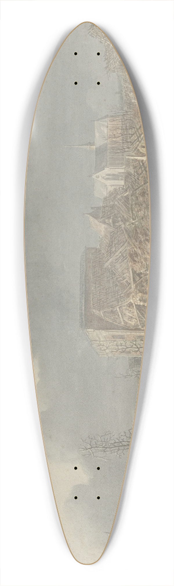 Jan Willem Pieneman - Gezicht op de runes op het Rapenburg te Leiden na de ontploffing van het kruitschip op 12 januari 1807 39.3 inch art pintail longboard deck