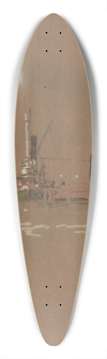 Jasper Francis Cropsey - Hudson River Brick Piers 39.3 inch art pintail longboard deck