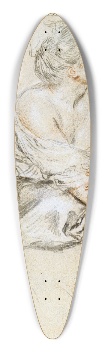 Jean-Antoine Watteau - Seated Young Woman 39.3 inch art pintail longboard deck