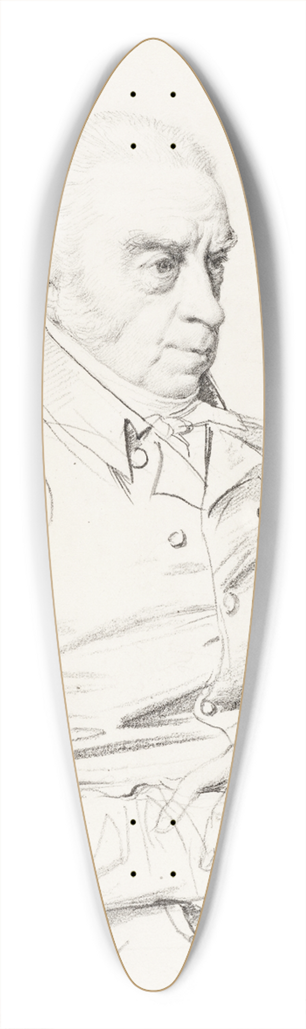 Jean Auguste Dominique Ingres - Portrait of Thomas Church 39.3 inch art pintail longboard deck