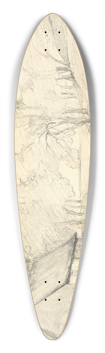 Jean-Baptiste-Camille Corot - Chaumire dans un paysage arbor avec un homme dans une charrette 39.3 inch art pintail longboard deck