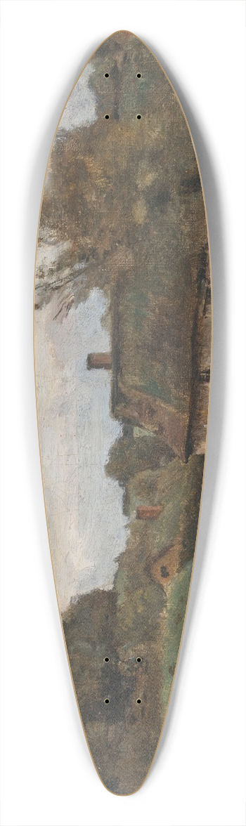 Jean-Baptiste-Camille Corot - Gouvieux, paysan et paysanne, chemin et village de Chaumires 39.3 inch art pintail longboard deck