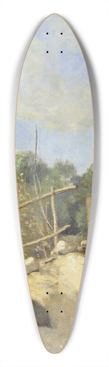 Jean-Baptiste-Camille Corot - Trois Paysannes Causant Dans Une Cour Rustique 39.3 inch art pintail longboard deck