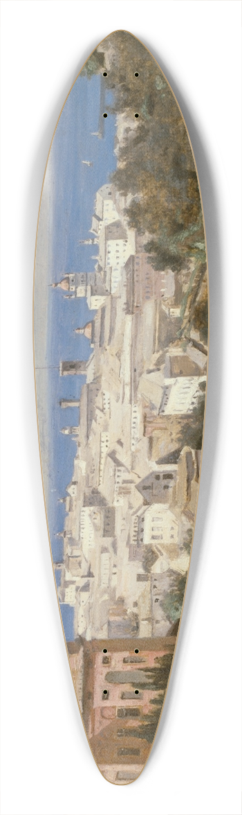 Jean-Baptiste-Camille Corot - View of Genoa 39.3 inch art pintail longboard deck