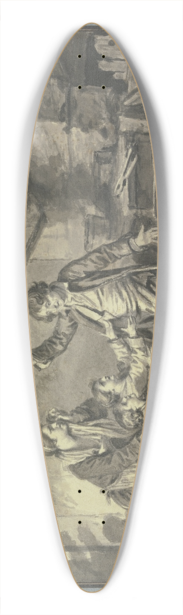 Jean-Baptiste Greuze - In einer Schmiede fleht ein Weib mit zwei Kindern einen Mann an 39.3 inch art pintail longboard deck