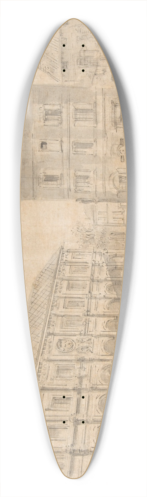 Jean-Baptiste Lallemand - View of Gray 39.3 inch art pintail longboard deck