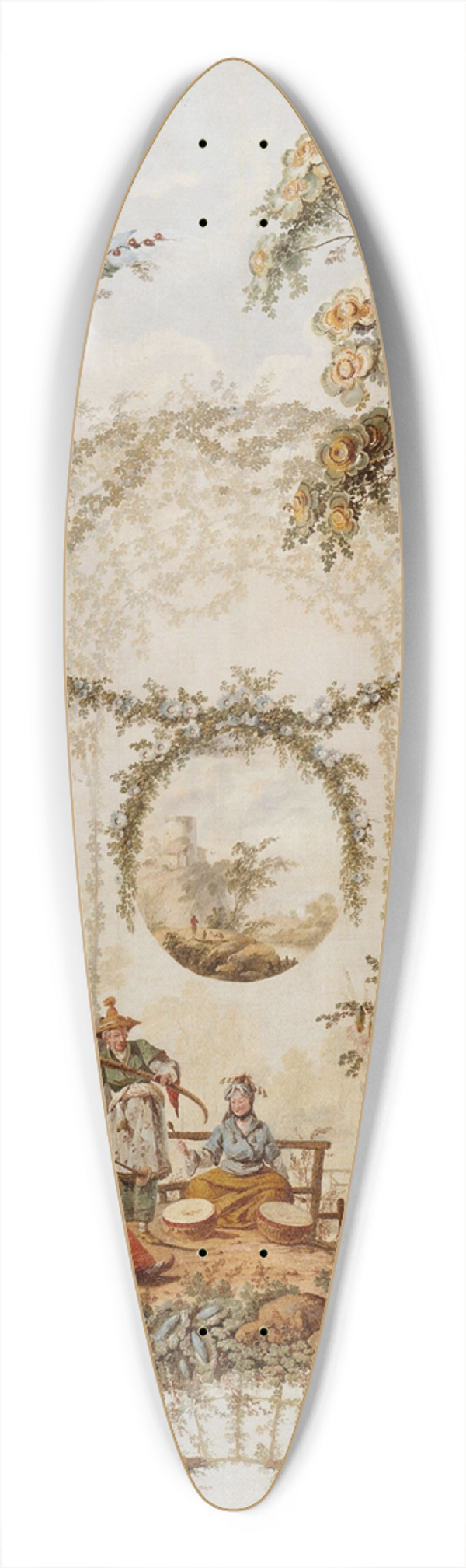 Jean-Baptiste Pillement - Chinoiserie 39.3 inch art pintail longboard deck