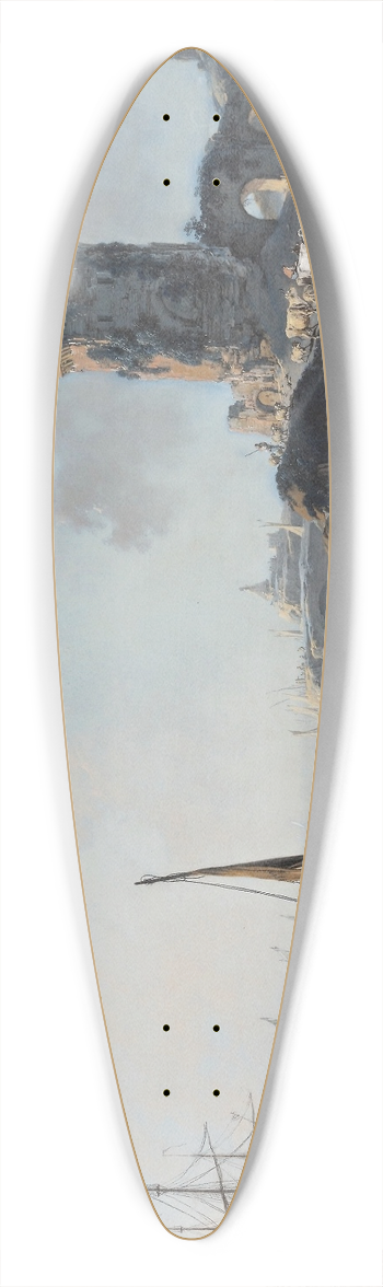 Jean-Baptiste Pillement - Port Scene in Calm Weather 39.3 inch art pintail longboard deck