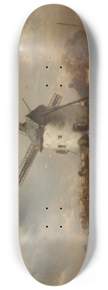 Charles Hoguet - Landschaft mit Windmhlen und figrlicher Staffage 8.25 inch art skate deck