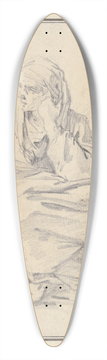 Jean-Honor Fragonard - SeatedWoman 39.3 inch art pintail longboard deck