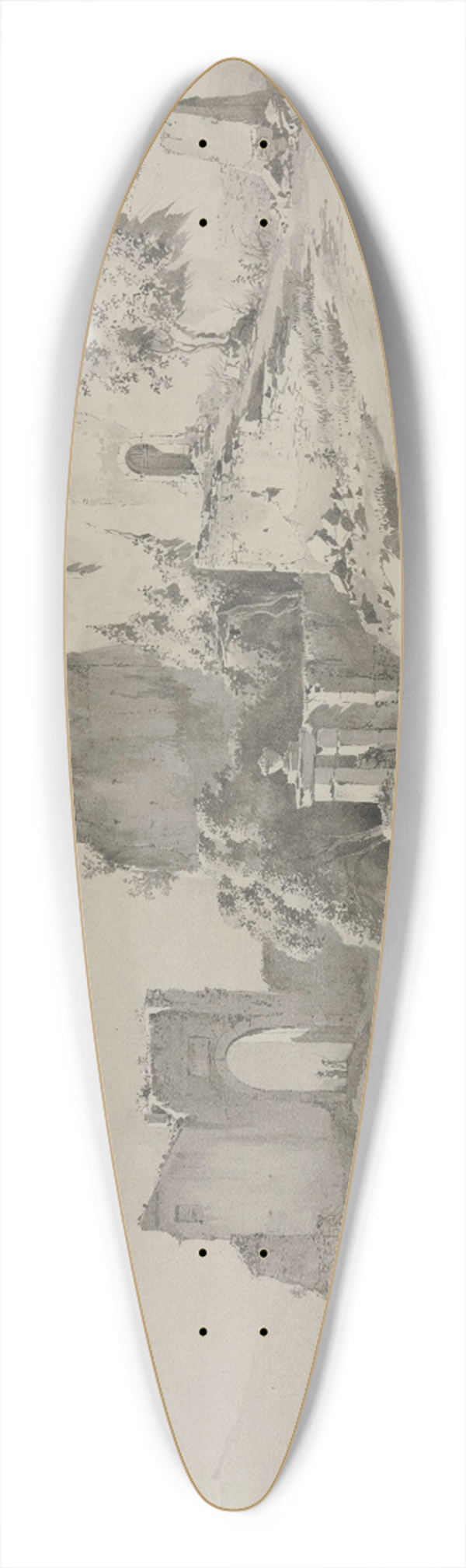Jean-Jacques de Boissieu - Landscape near Dargoire 39.3 inch art pintail longboard deck