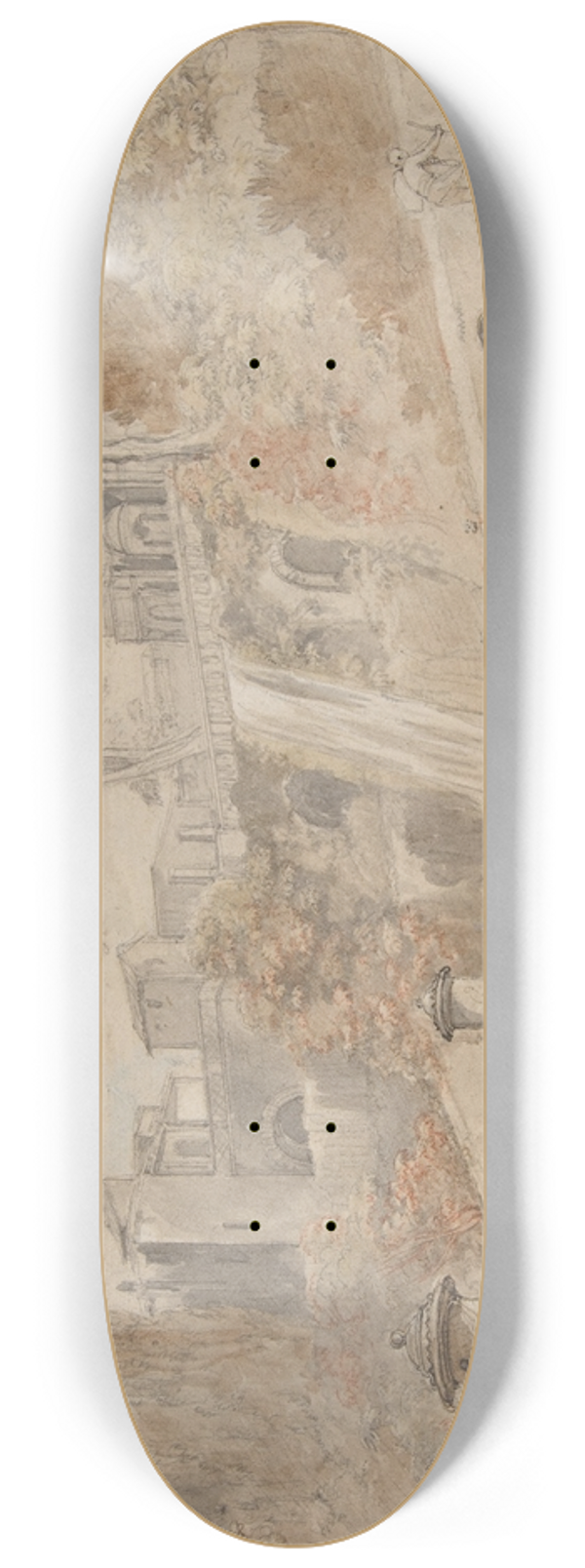 Charles-Joseph Natoire - Gardens of the Villa dEste at Tivoli 8.25 inch art skate deck