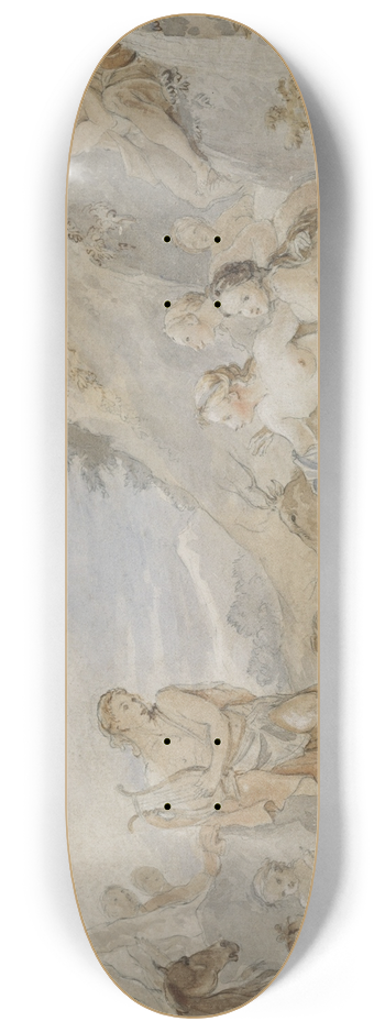 Charles-Joseph Natoire - Orpheus Charming the Nymphs, Dryads, and Animals 8.25 inch art skate deck
