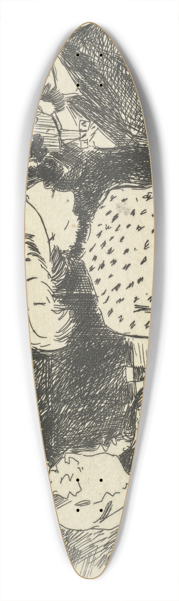 Jean-Louis Forain - Cafe Scene 39.3 inch art pintail longboard deck