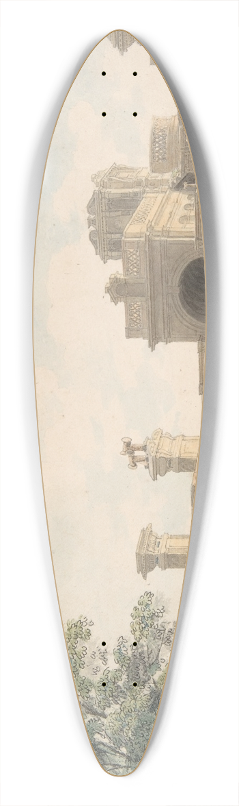 Jean Lubin Vauzelle - The Entrance Portico of the Chteau dAnet, seen from the interior of the courtyard 39.3 inch art pintail longboard deck