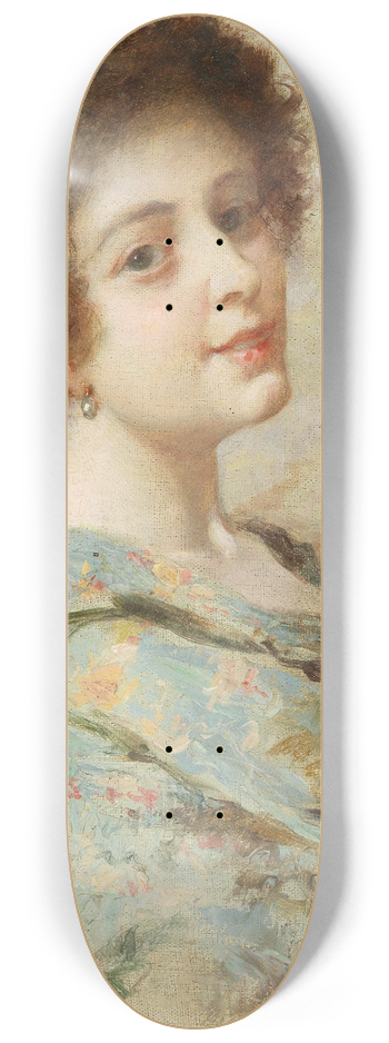 Charles Landelle - Portrait of a young woman 8.25 inch art skate deck