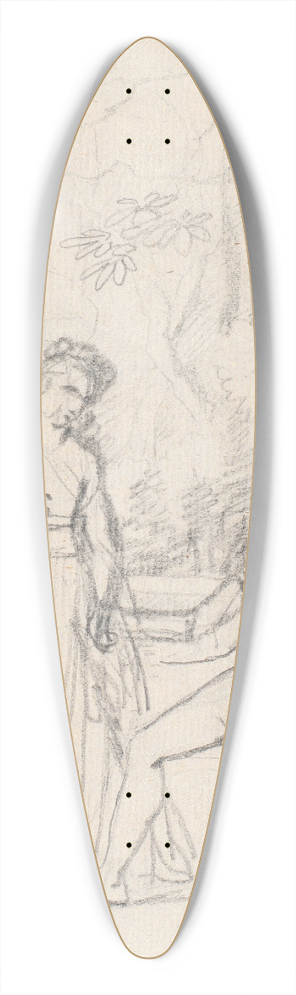 Jens Juel - Kompositionsudkast til det Rabenske familiebillede II 39.3 inch art pintail longboard deck
