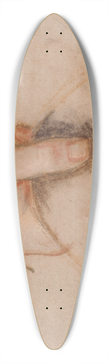 Jens Juel - Studie til det Rybergske familiebillede; Johan Christian Rybergs venstre hnd holdende en hat 39.3 inch art pintail longboard deck